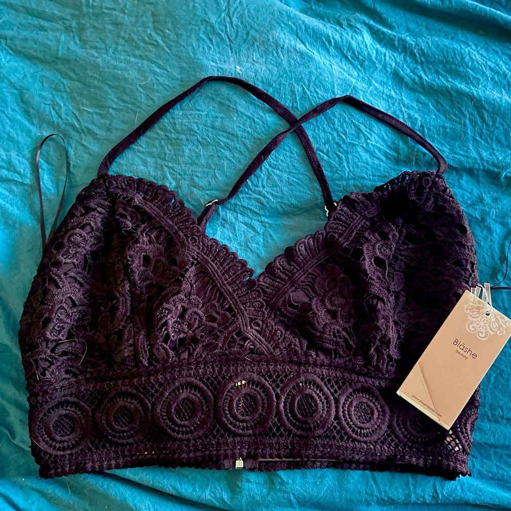 3 FOR $25: Black lace bra top with zipper close and adjustable straps